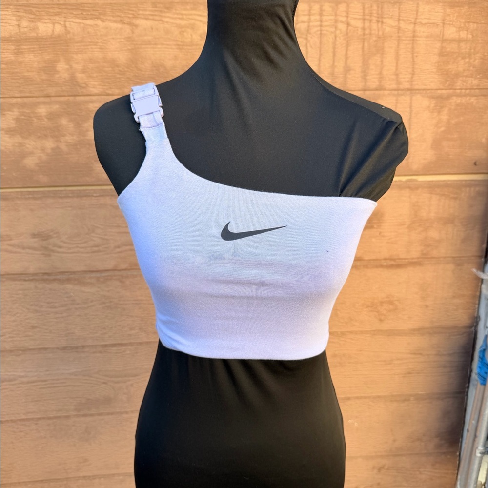 Nike Lilac One-Shoulder Buckle Crop Top